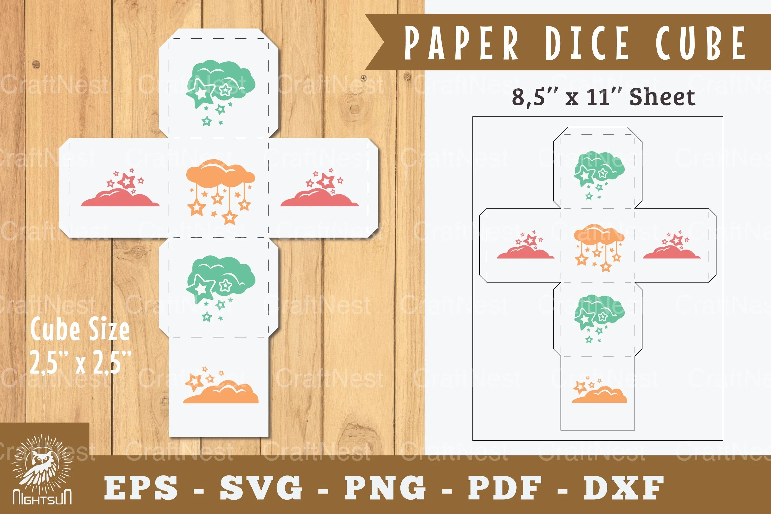 Cloud Star Paper Dice Cube Printable Clipart Bundle - CraftNest - Digital Crafting and Art