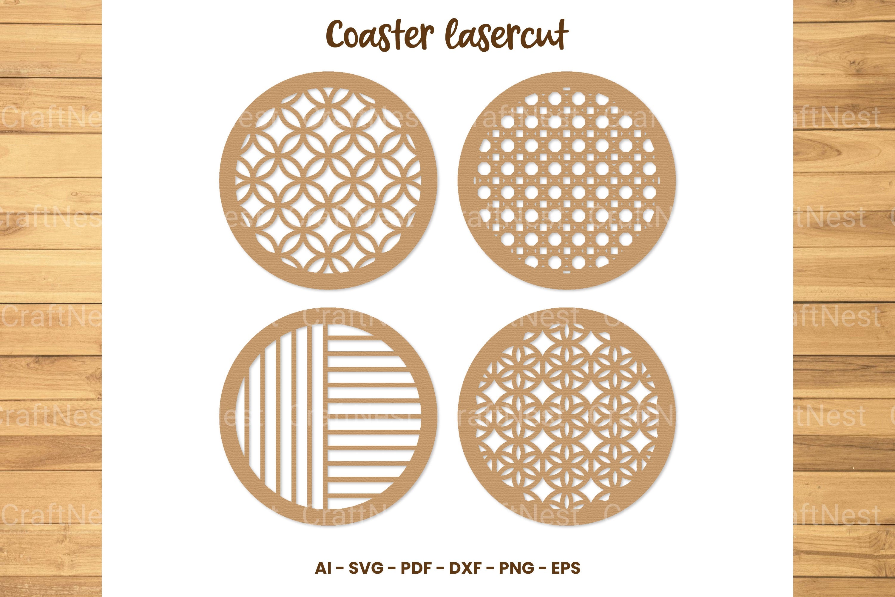 Coaster Lasercut SVG Clipart Bundle