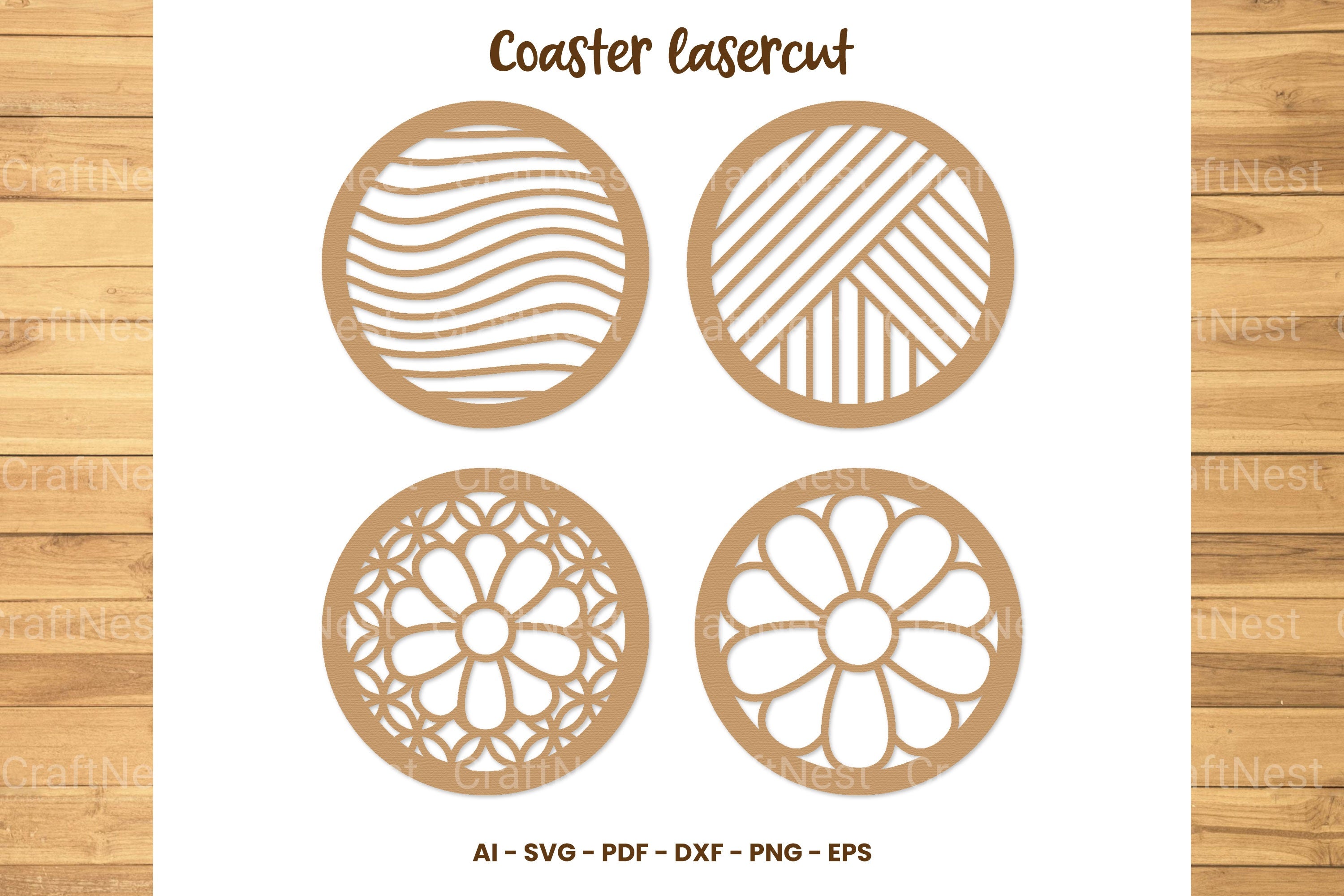 Coaster Lasercut SVG Clipart Bundle