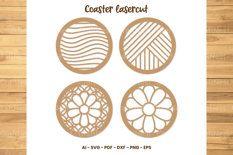 Coaster Lasercut SVG Bundle - CraftNest - Digital Crafting and Art