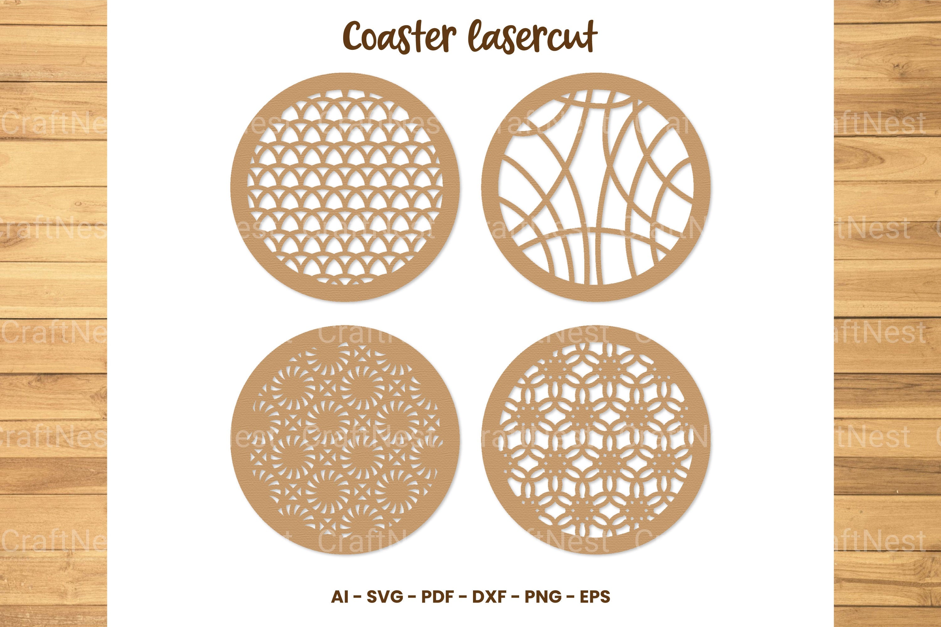 Coaster Lasercut SVG Bundle - Clipart Collection