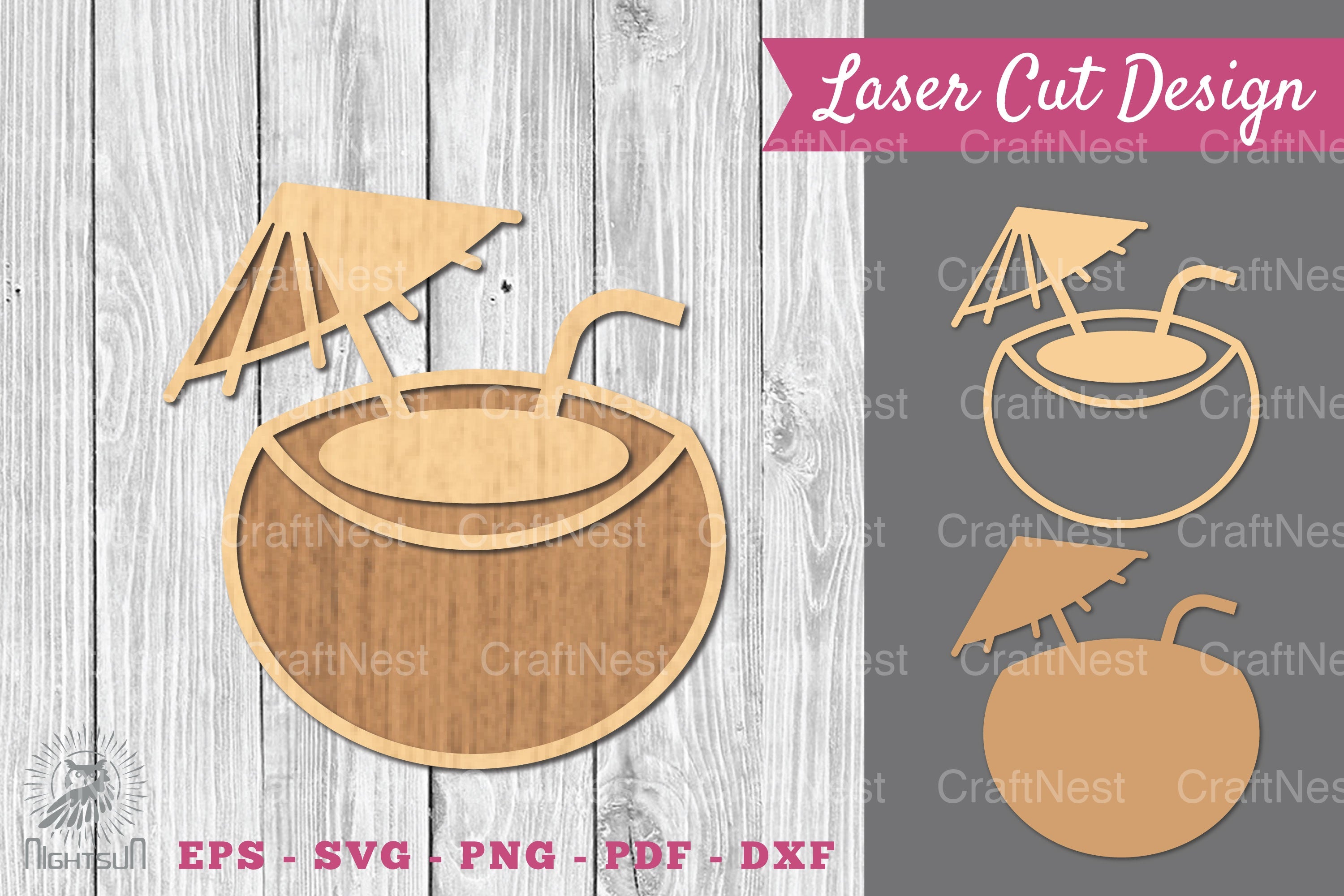 Coconut Cocktail Drink Laser Cut Decoration Clipart Bundle - CraftNest - Digital Crafting and Art