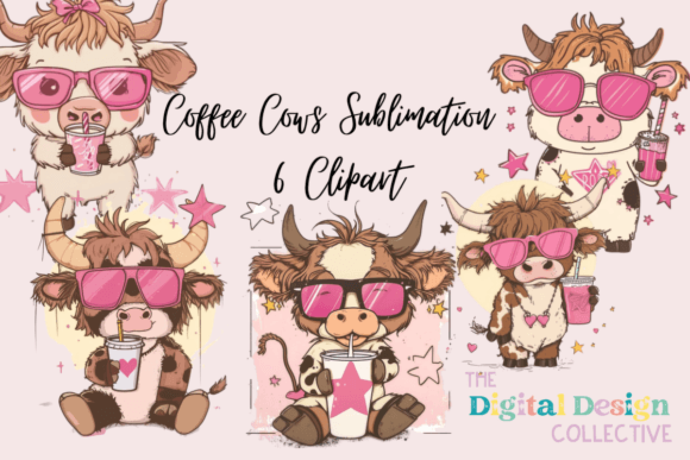 Coffee Cows Clipart Bundle