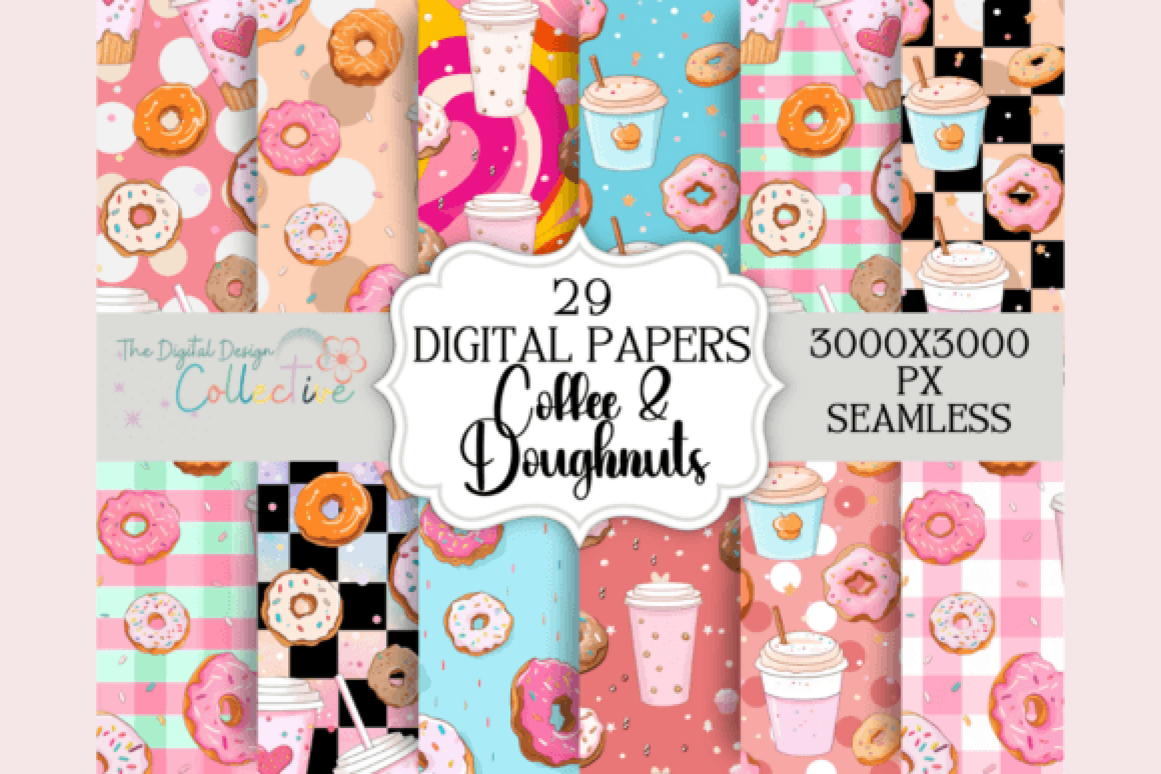 Charming Coffee & Donuts Seamless Digital Paper