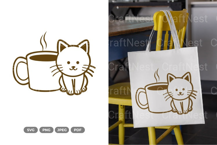 Coffee Cat SVG Bundle - CraftNest - Digital Crafting and Art