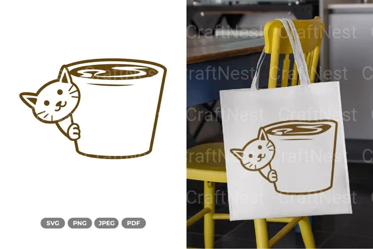 Coffee Cat SVG Bundle - CraftNest - Digital Crafting and Art