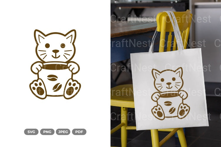 Coffee Cat SVG Bundle - CraftNest - Digital Crafting and Art