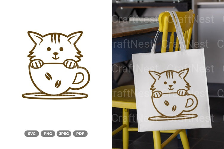 Coffee Cat SVG Bundle - CraftNest - Digital Crafting and Art