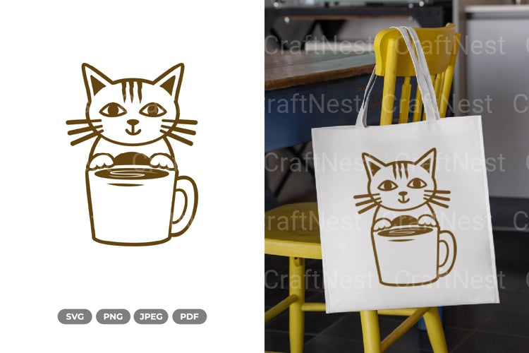 Coffee Cat SVG Bundle - CraftNest - Digital Crafting and Art
