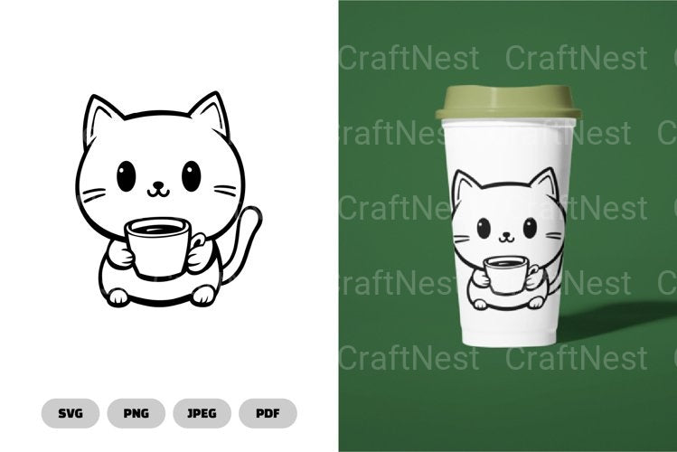 Coffee Cat Funny SVG Bundle - CraftNest - Digital Crafting and Art