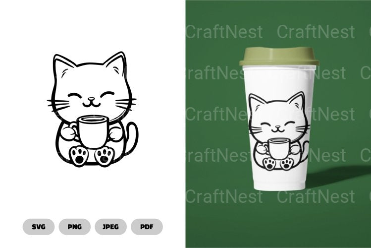 Coffee Cat Funny SVG Bundle - CraftNest - Digital Crafting and Art