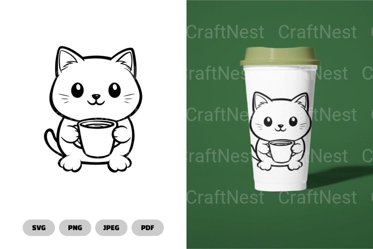 Coffee Cat Funny SVG Bundle - CraftNest - Digital Crafting and Art