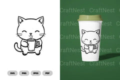 Coffee Cat Funny SVG Bundle - CraftNest - Digital Crafting and Art