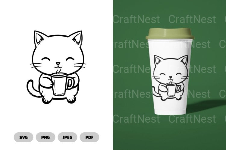 Coffee Cat Funny SVG Bundle - CraftNest - Digital Crafting and Art