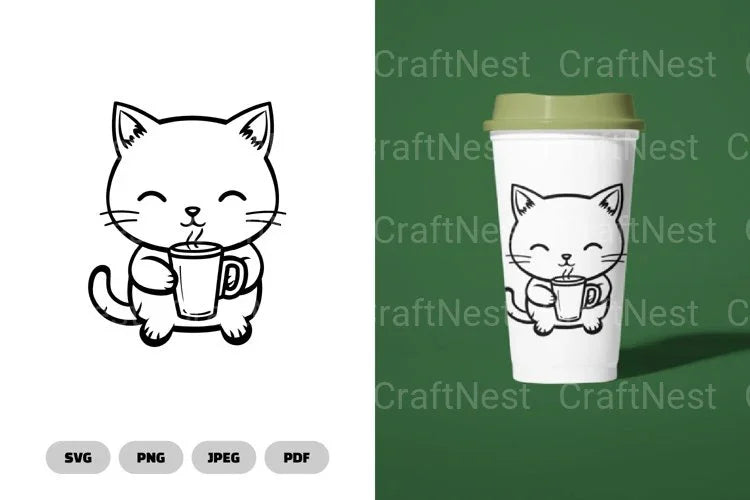 Coffee Cat Funny SVG Bundle - CraftNest - Digital Crafting and Art