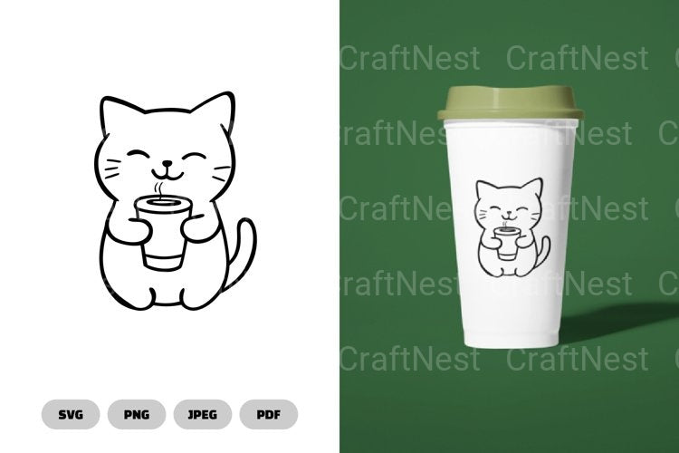 Coffee Cat Funny SVG Bundle - CraftNest - Digital Crafting and Art