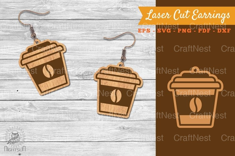 Coffee Cup Laser Cut Earrings SVG Bundle - CraftNest - Digital Crafting and Art