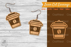 Coffee Cup Laser Cut Earrings SVG Bundle - CraftNest - Digital Crafting and Art