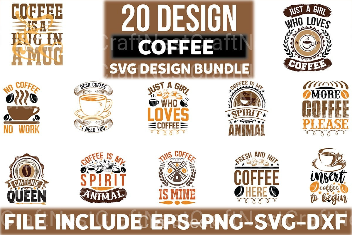 Coffee T Shirt Design 20 Bundle - CraftNest - Digital Crafting and Art