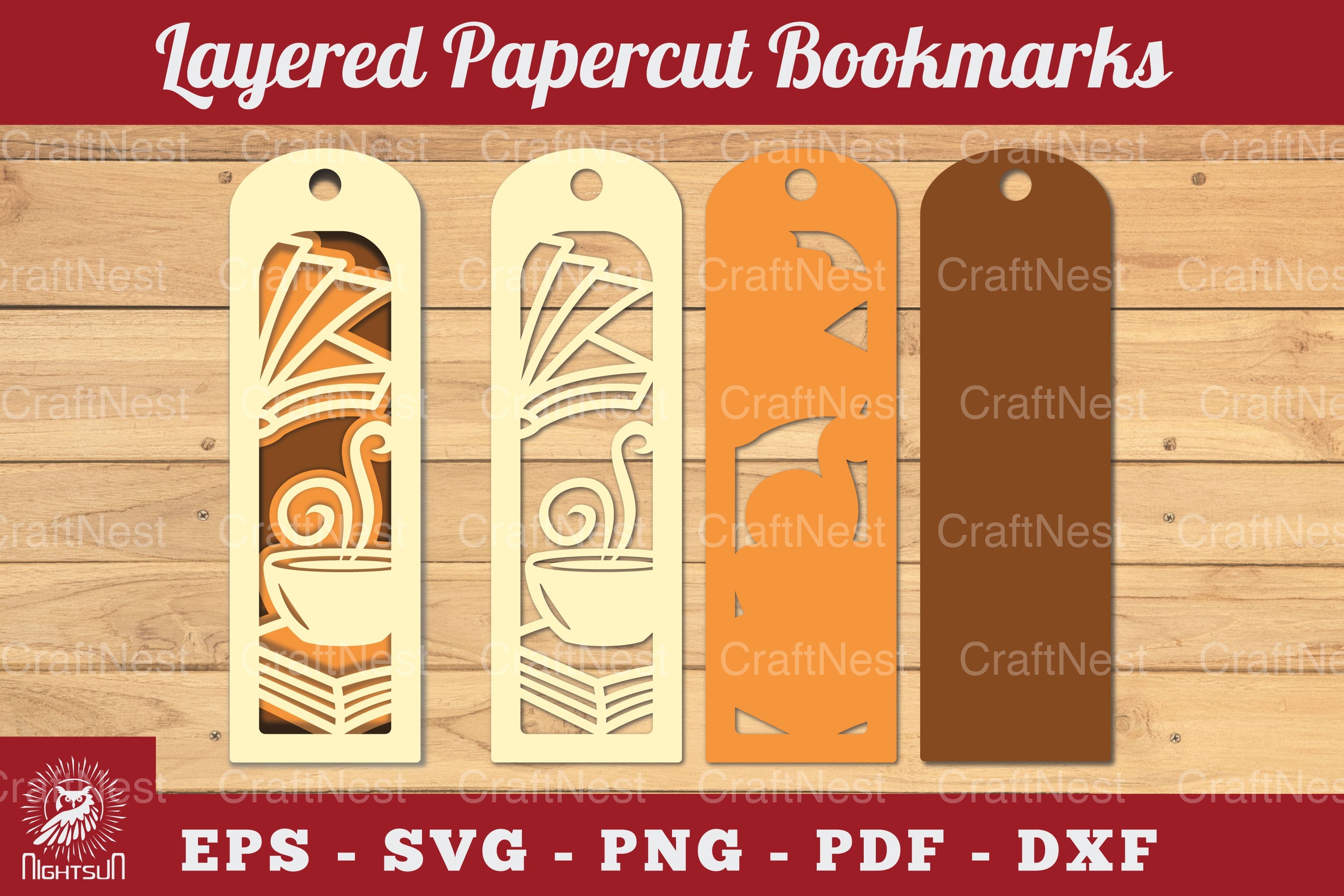 1765 Coffee and Book Papercut Bookmark SVG Bundle - CraftNest - Digital Crafting and Art