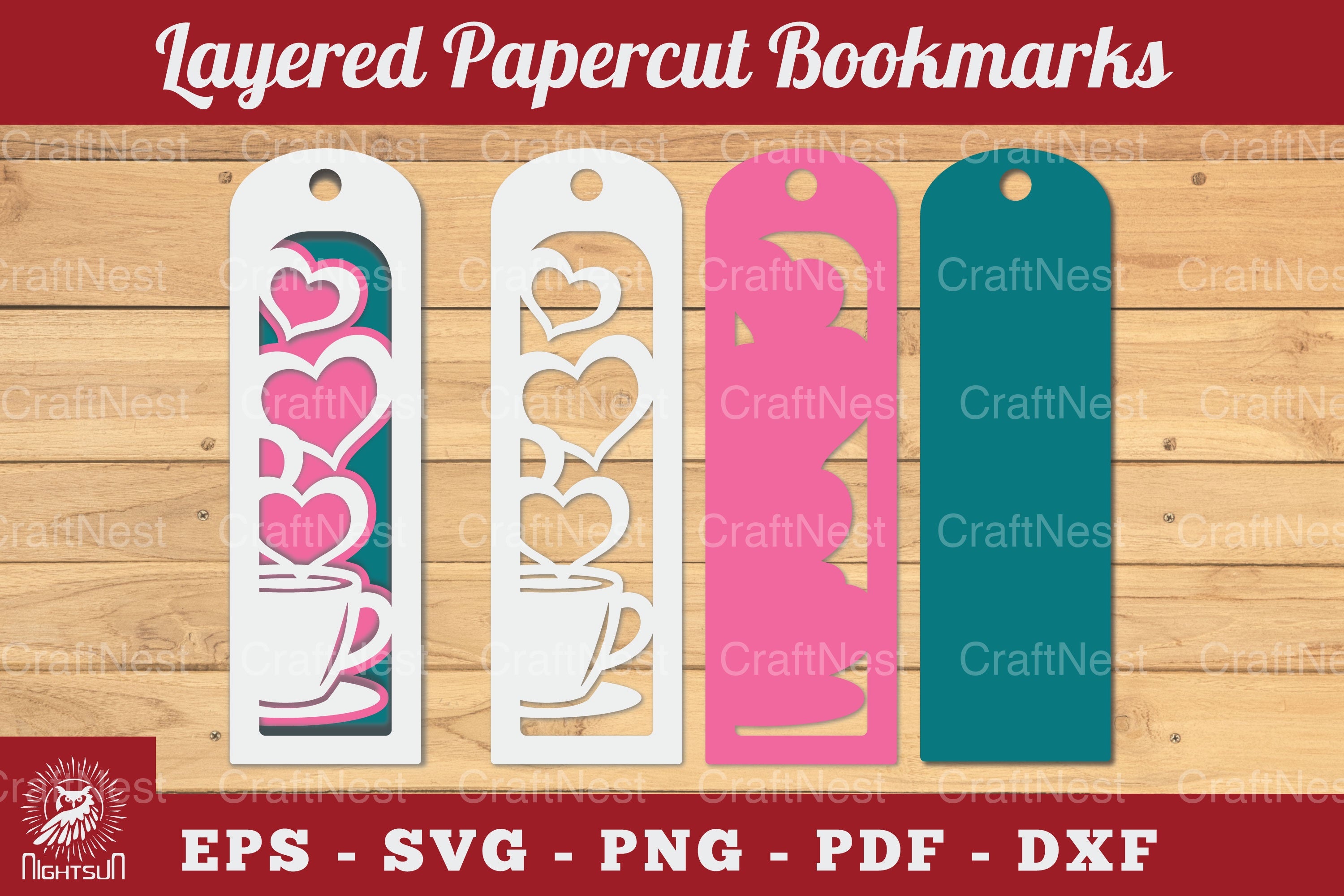 Coffee and Book Papercut Bookmark SVG Clipart - CraftNest - Digital Crafting and Art