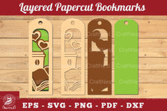 Coffee and Book Papercut Bookmark SVG Bundle - CraftNest - Digital Crafting and Art