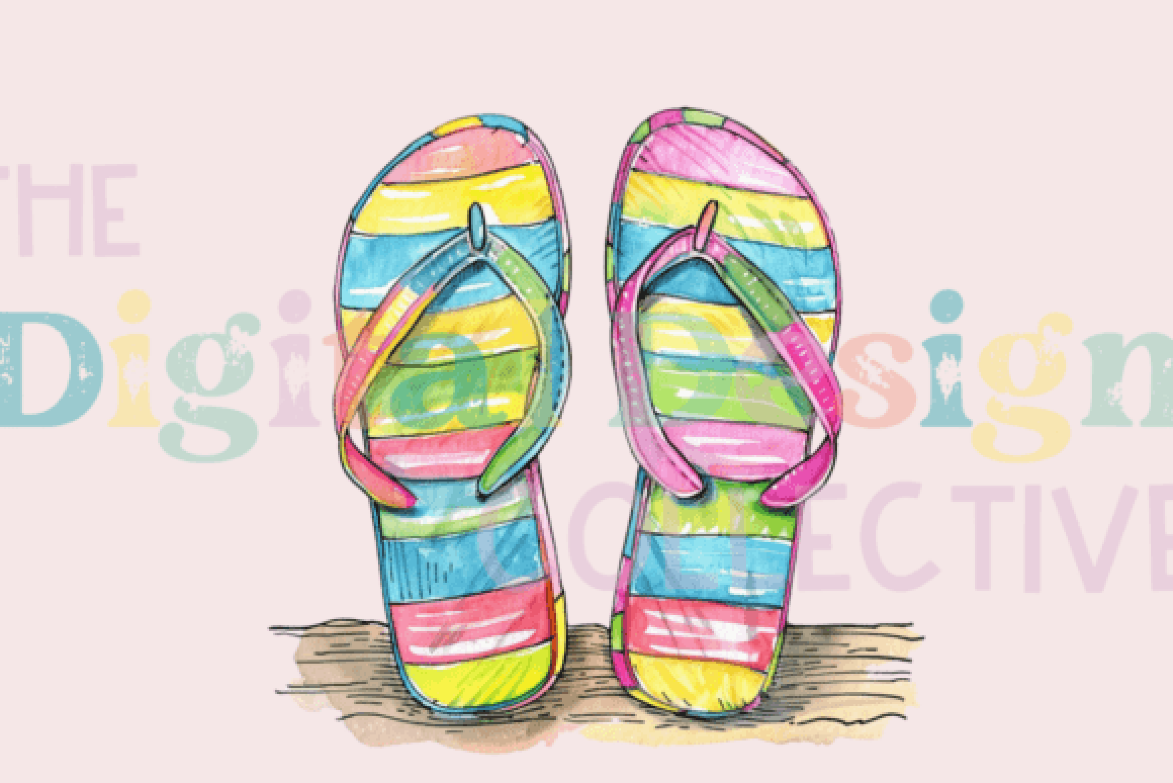 Vibrant Beach Flip Flops Clipart Bundle