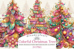 Colorful Christmas Tree Clipart Bundle - CraftNest - Digital Crafting and Art