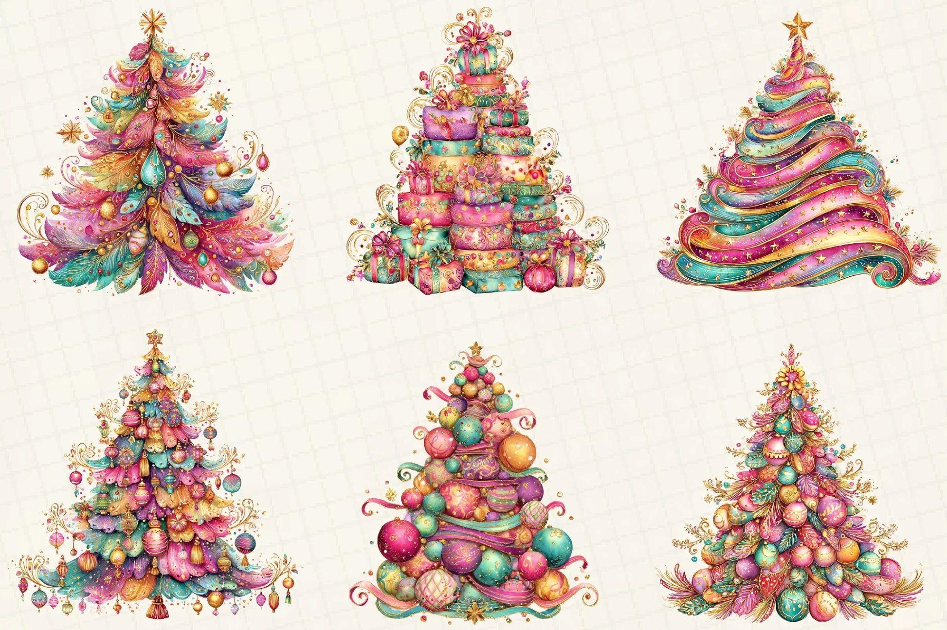 Colorful Christmas Tree Clipart Bundle - CraftNest - Digital Crafting and Art