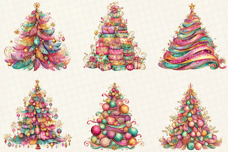 Colorful Christmas Tree Clipart Bundle - CraftNest - Digital Crafting and Art