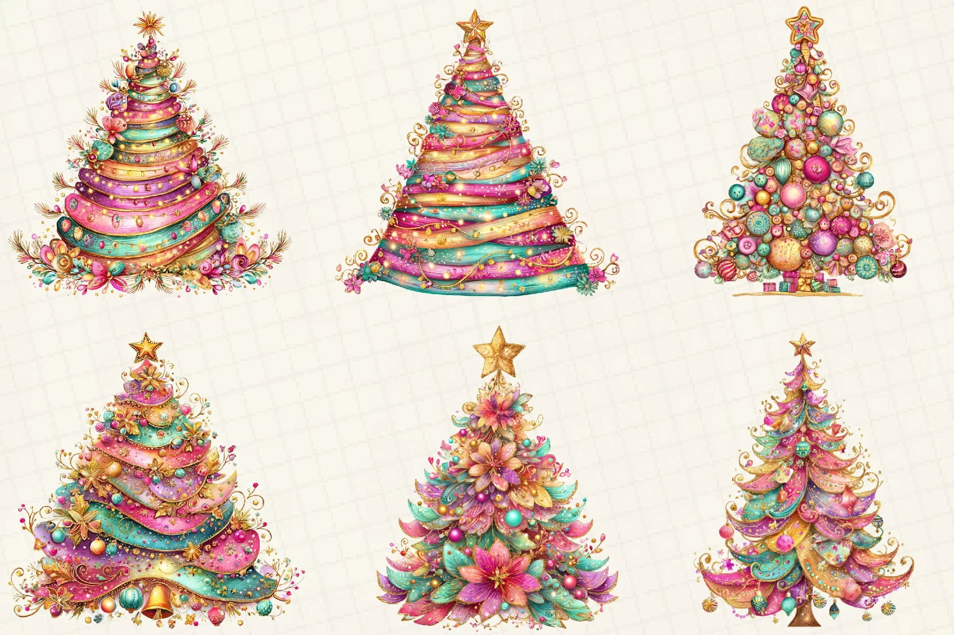 Colorful Christmas Tree Clipart Bundle - CraftNest - Digital Crafting and Art