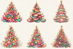 Colorful Christmas Tree Clipart Bundle - CraftNest - Digital Crafting and Art