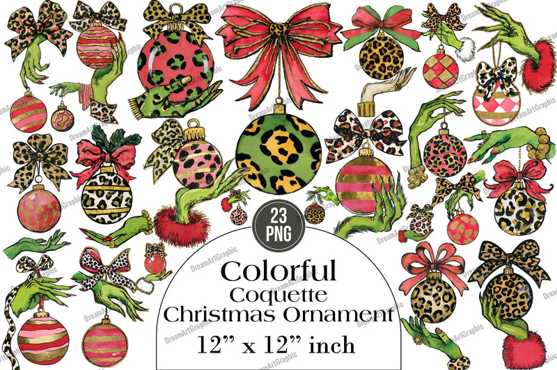 Colorful Coquette Christmas Ornament Clipart Bundle - CraftNest - Digital Crafting and Art
