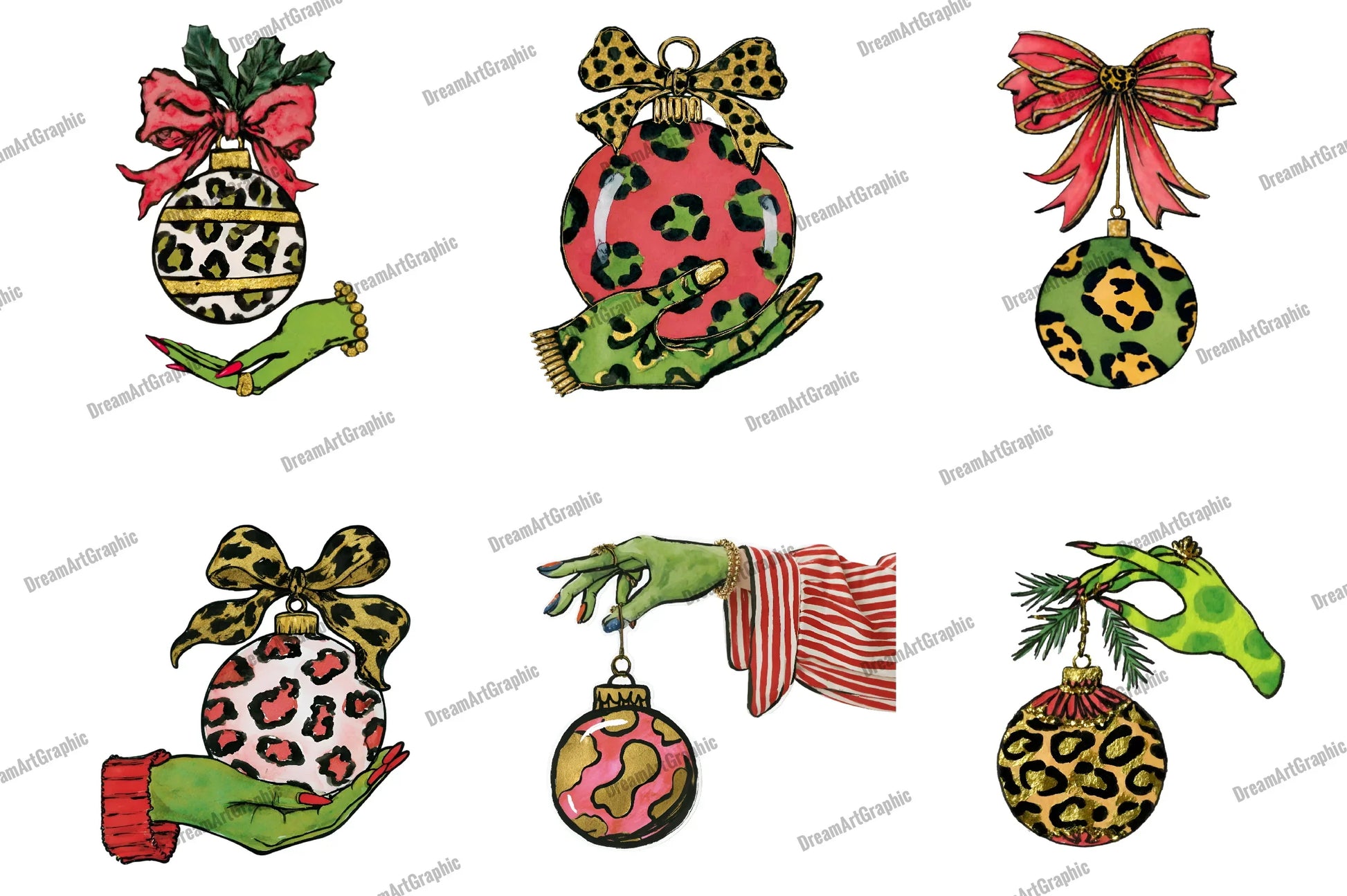 Colorful Coquette Christmas Ornament Clipart Bundle - CraftNest - Digital Crafting and Art
