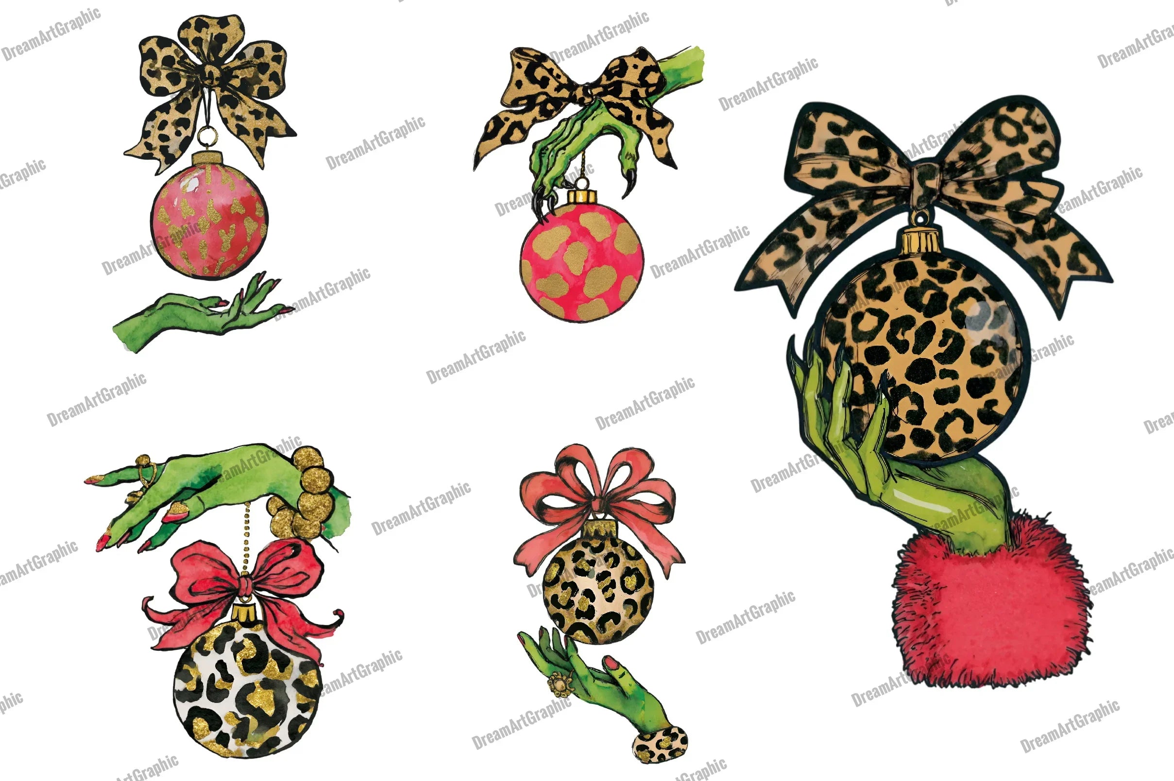 Colorful Coquette Christmas Ornament Clipart Bundle - CraftNest - Digital Crafting and Art