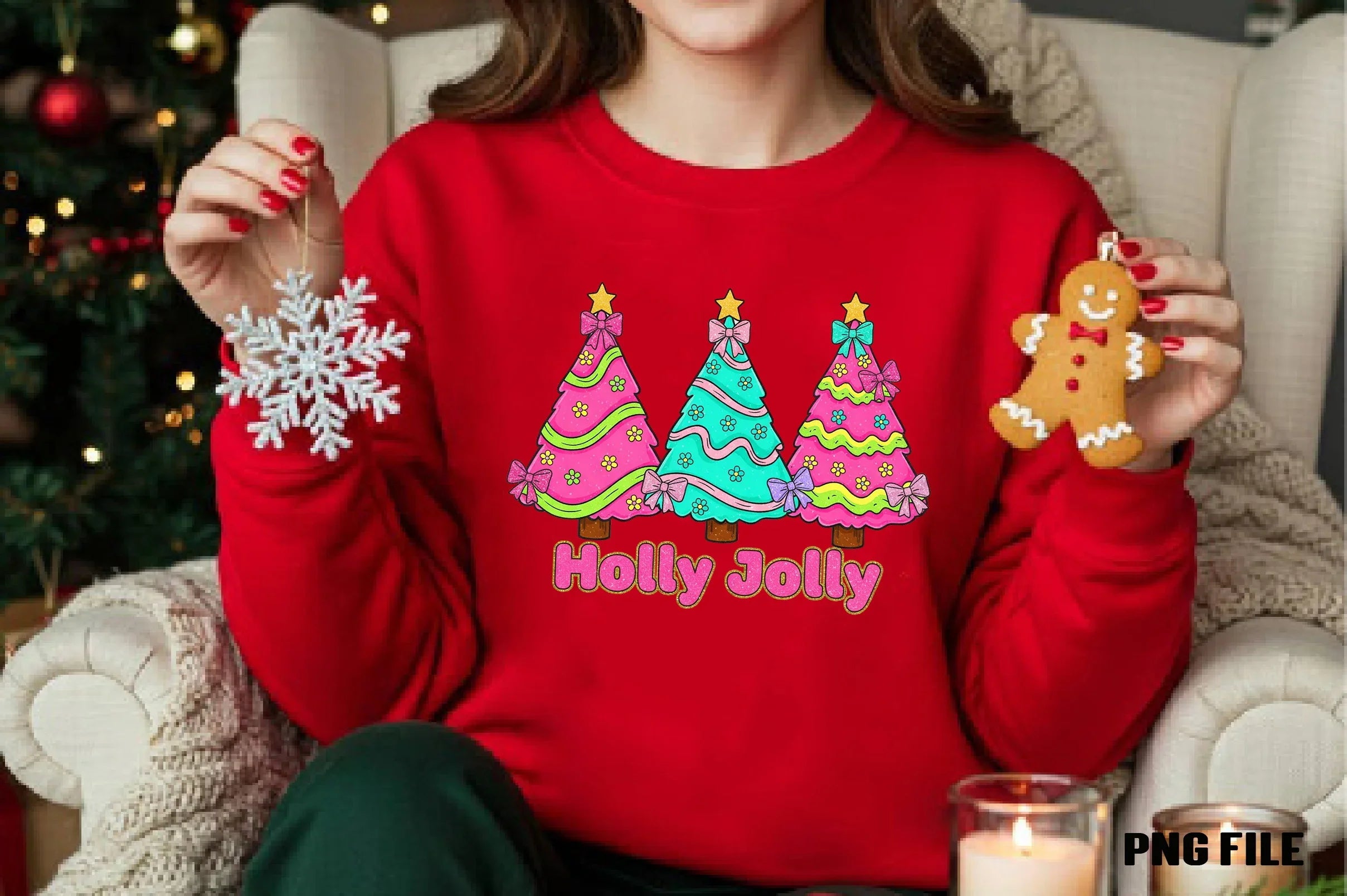 Colorful Holly Jolly Christmas Tree Clipart Bundle - CraftNest - Digital Crafting and Art