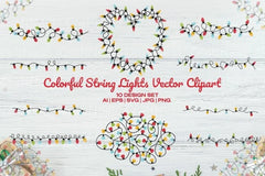 Colorful String Lights Clipart Bundle - CraftNest - Digital Crafting and Art