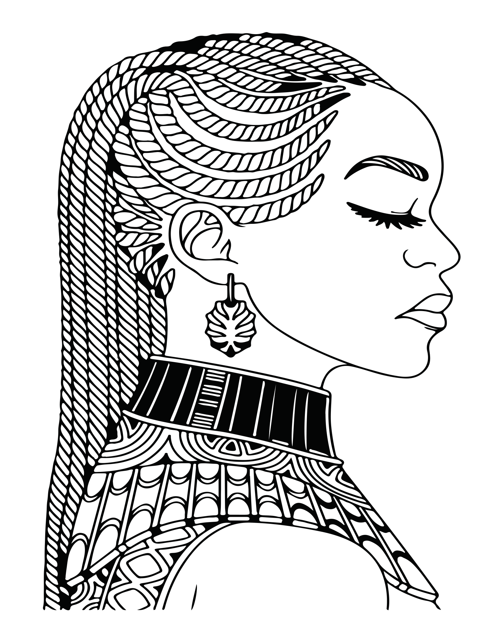 African Woman Portrait Coloring Book - CraftNest - Digital Crafting and Art