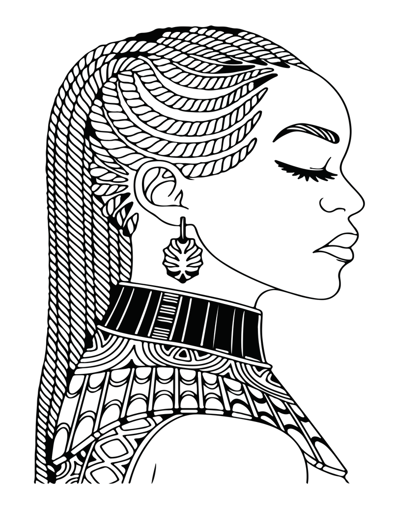 African Woman Portrait Coloring Book - CraftNest - Digital Crafting and Art