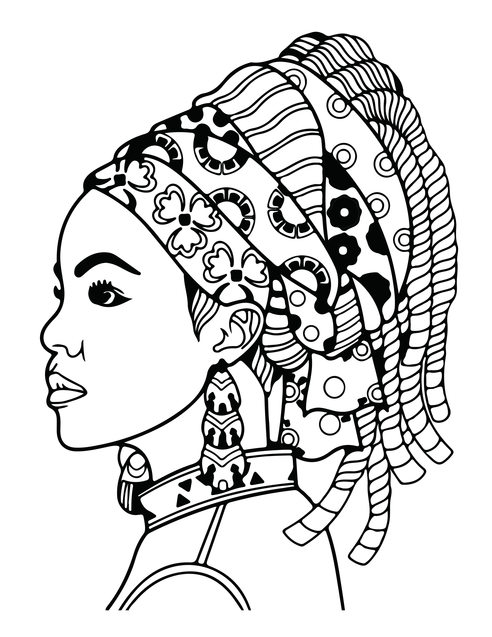 African Woman Portrait Coloring Book - CraftNest - Digital Crafting and Art