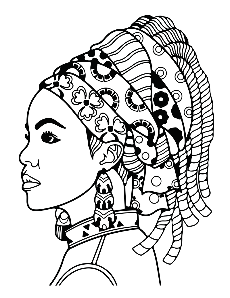 African Woman Portrait Coloring Book - CraftNest - Digital Crafting and Art