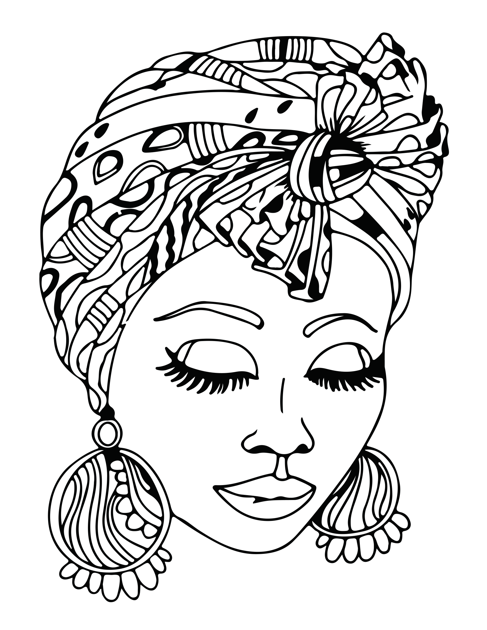 African Woman Portrait Coloring Book - CraftNest - Digital Crafting and Art