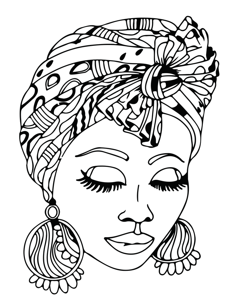 African Woman Portrait Coloring Book - CraftNest - Digital Crafting and Art