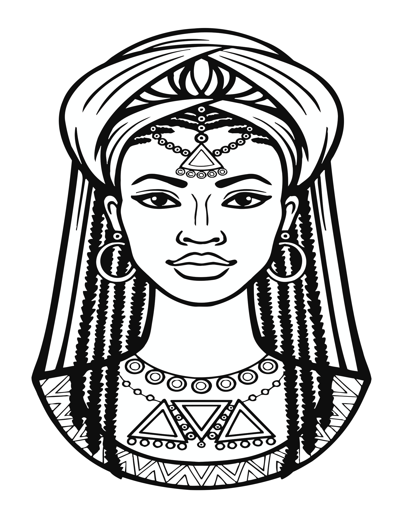 African Woman Portrait Coloring Book - CraftNest - Digital Crafting and Art
