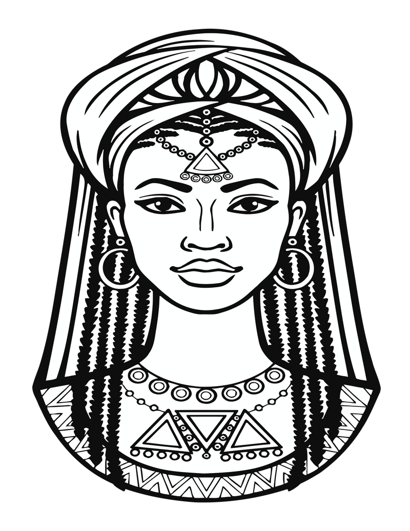 African Woman Portrait Coloring Book - CraftNest - Digital Crafting and Art