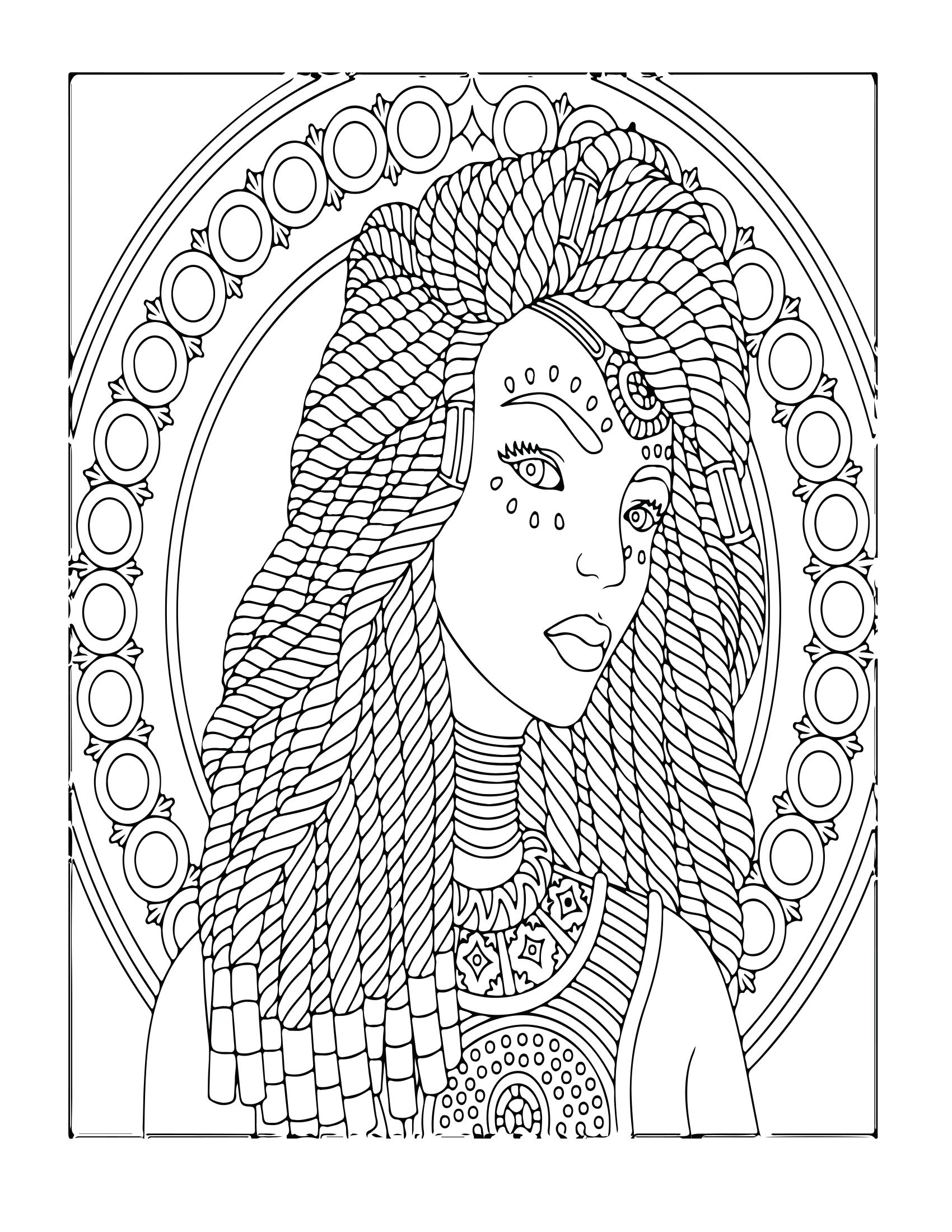 African Woman Portrait Coloring Book - CraftNest - Digital Crafting and Art