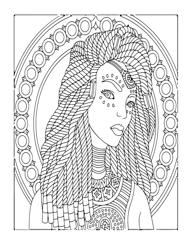 African Woman Portrait Coloring Book - CraftNest - Digital Crafting and Art
