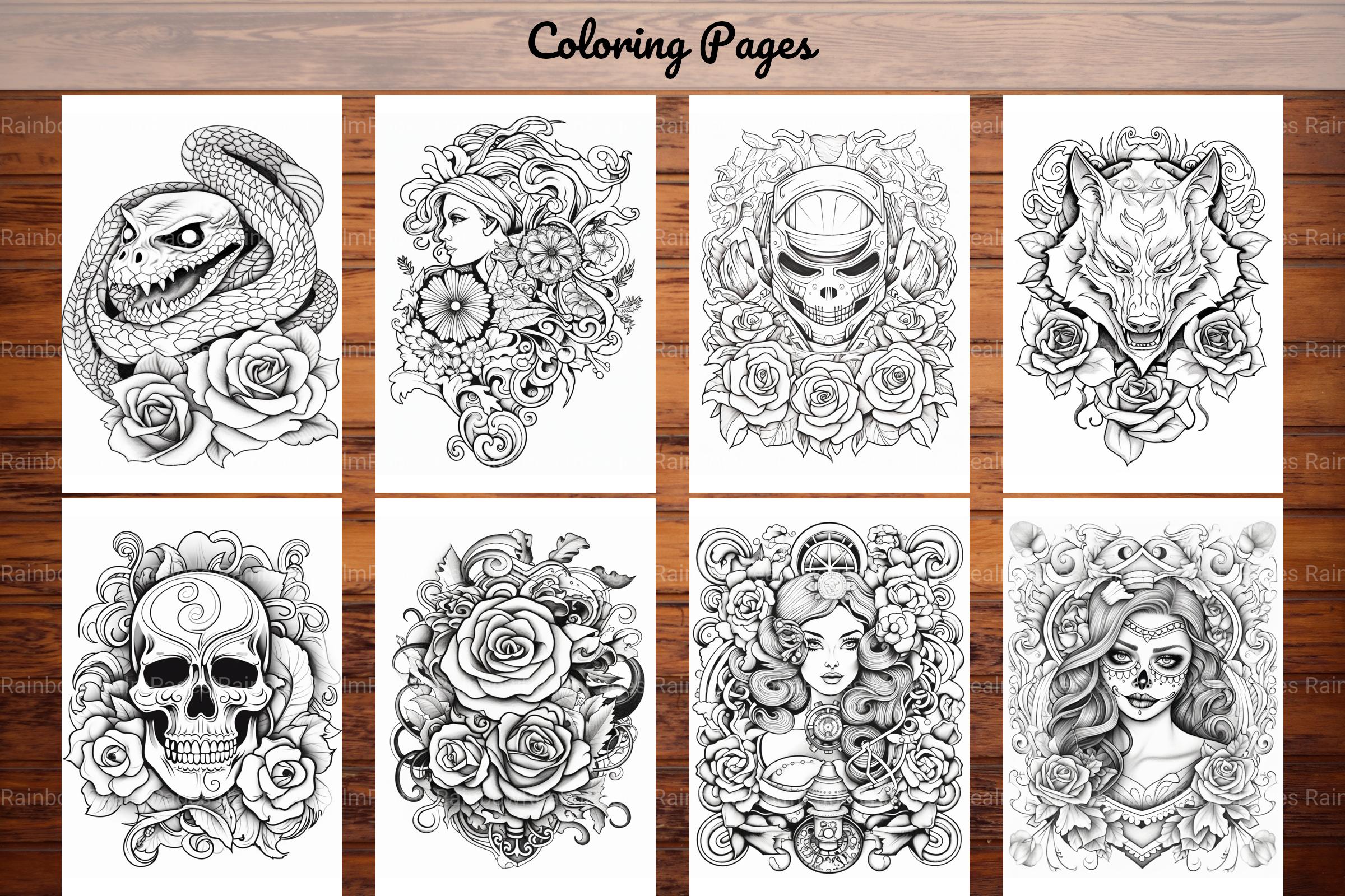 Tattoos Coloring Pages - CraftNest - Digital Crafting and Art