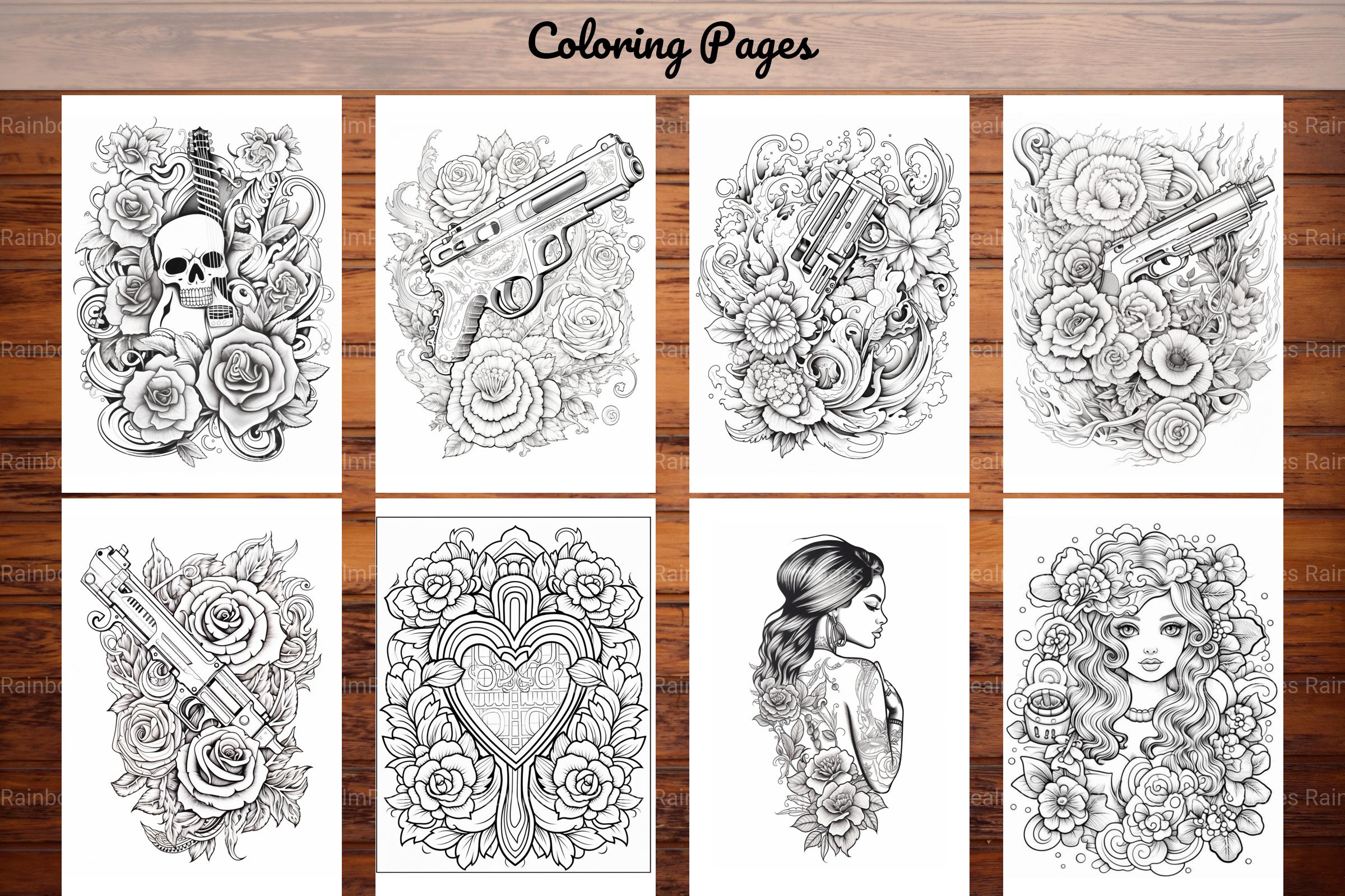 Tattoos Coloring Pages - CraftNest - Digital Crafting and Art