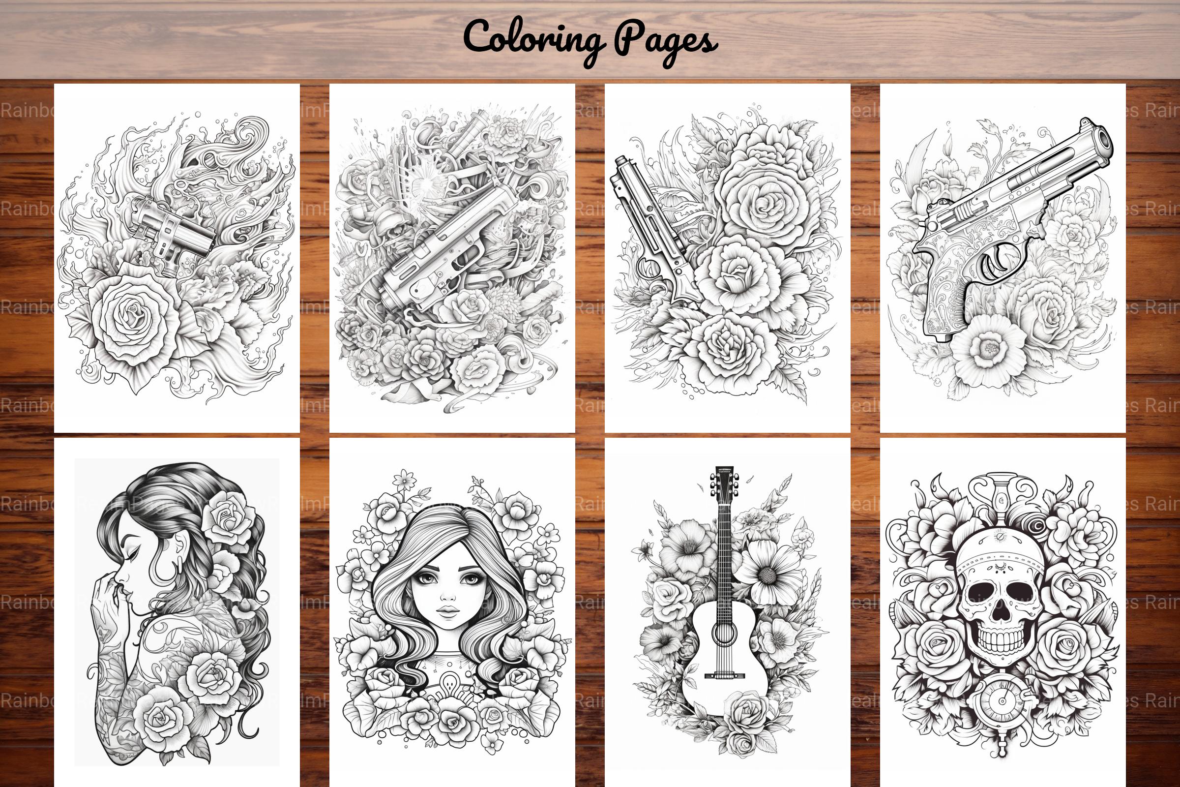 Tattoos Coloring Pages - CraftNest - Digital Crafting and Art